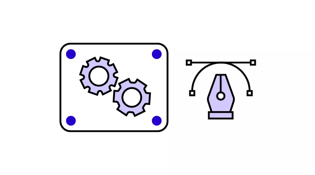 Interface showing gears and vector paths – ideal for system design engineers, CAD modeling, or smart tech integration.