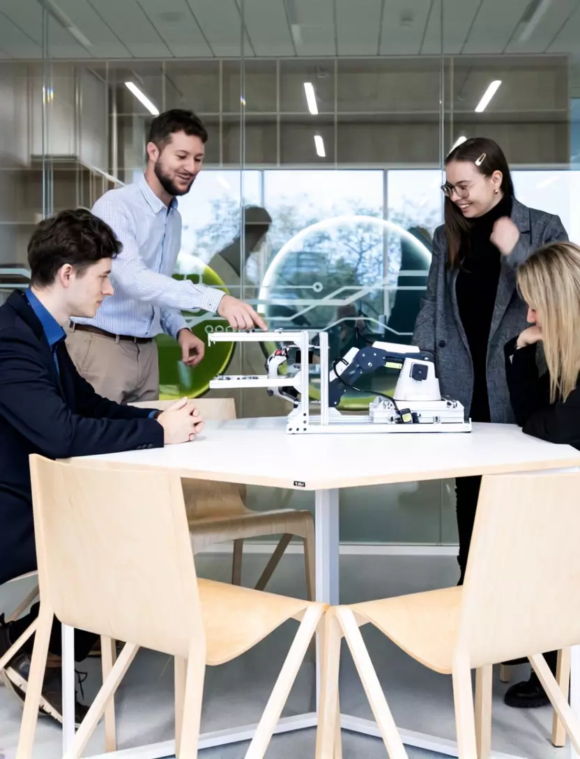 Students and lecturers collaborate in an engineering lab where real-world solutions are created – from mechanical systems to cutting-edge research. This is the essence of hands-on learning at KTU, driven by innovation and impact.
